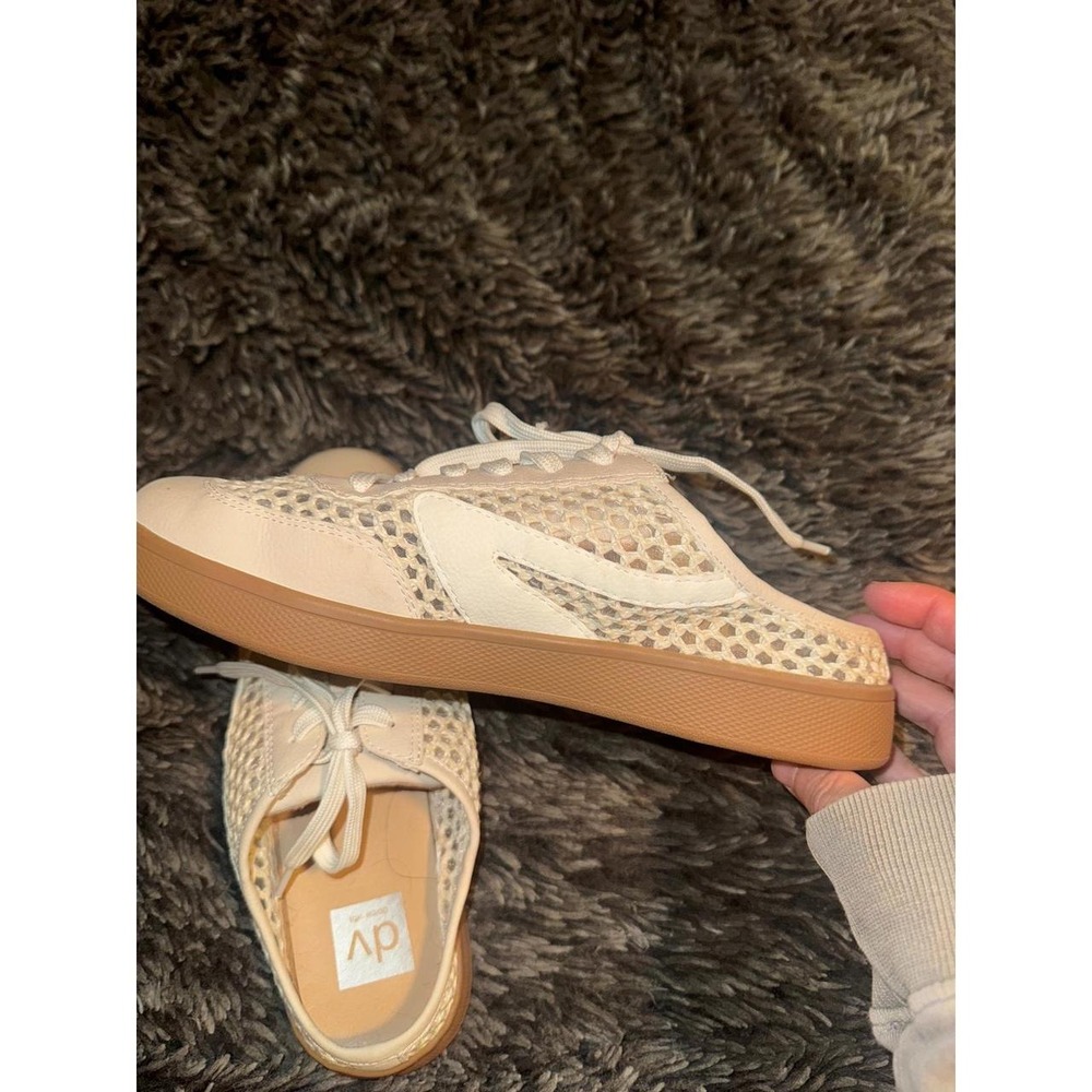 DV Dolce Vita Women Cream Mesh Lace Up Mule Sneakers Gum Sole Low Top Slip On
